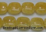 CCA14 15.5 inches 15*15mm square double drilled yellow calcite beads