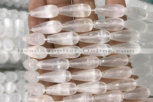 CCA375 15.5 inches 8*20mm teardrop white calcite gemstone beads