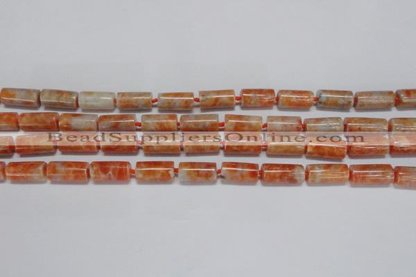 CCA465 15.5 inches 8*16mm tube orange calcite gemstone beads