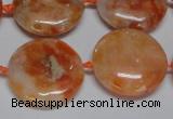 CCA476 15.5 inches 20mm flat round orange calcite gemstone beads