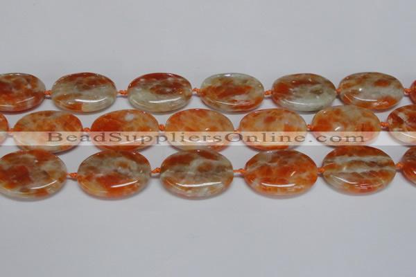 CCA486 15.5 inches 22*30mm oval orange calcite gemstone beads