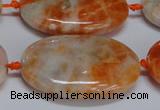 CCA487 15.5 inches 25*35mm oval orange calcite gemstone beads