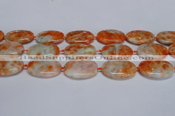 CCA487 15.5 inches 25*35mm oval orange calcite gemstone beads