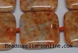 CCA494 15.5 inches 25mm square orange calcite gemstone beads