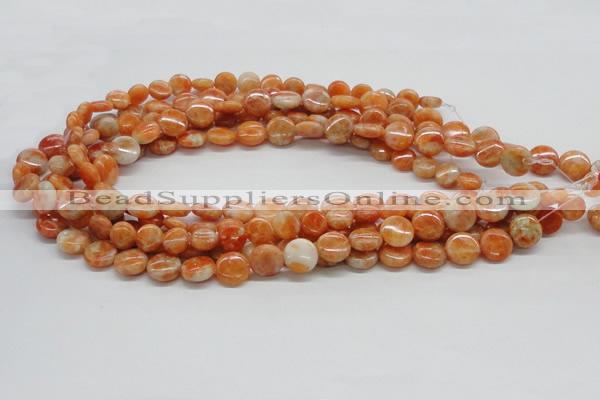 CCA54 15.5 inches 12mm flat round orange calcite gemstone beads