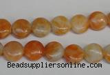 CCA63 15.5 inches 10mm flat round orange calcite gemstone beads