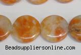 CCA64 15.5 inches 20mm flat round orange calcite gemstone beads