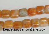 CCA71 15.5 inches 10*10mm square orange calcite gemstone beads