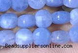 CCB1033 15 inches 4mm faceted coin aquamarine beads