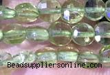 CCB1037 15 inches 4mm faceted coin peridot beads