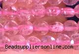 CCB1040 15 inches 4mm faceted coin strawberry quartz beads