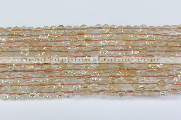 CCB1139 15 inches 4mm faceted coin citrine beads