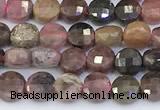 CCB1148 15 inches 4mm faceted coin tourmaline beads