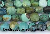 CCB1152 15 inches 4mm faceted coin turquoise beads