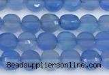 CCB1166 15 inches 4mm faceted coin blue agate beads