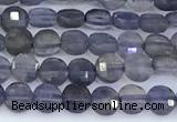 CCB1169 15 inches 4mm faceted coin iolite beads