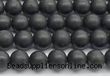 CCB1185 15 inches 4mm round matte shungite gemstone beads