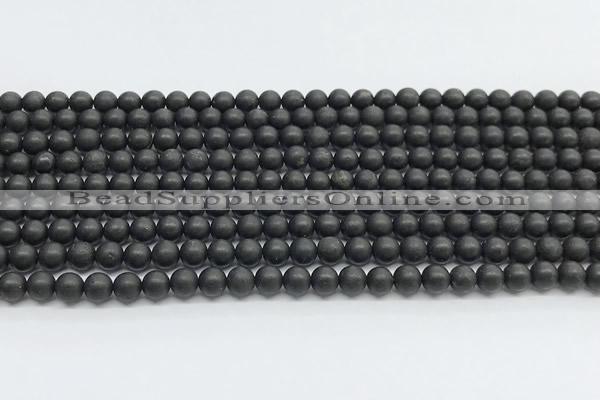 CCB1185 15 inches 4mm round matte shungite gemstone beads