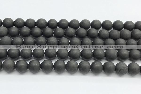 CCB1188 15 inches 10mm round matte shungite gemstone beads