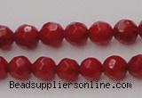 CCB121 15.5 inches 5mm faceted round red coral beads wholesale