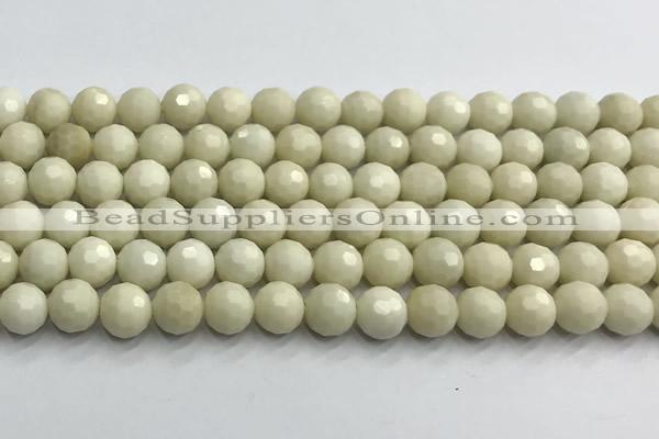 CCB1211 15 inches 8mm faceted round ivory jasper beads