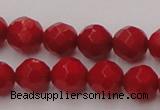 CCB122 15.5 inches 6mm faceted round red coral beads wholesale