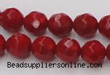 CCB123 15.5 inches 7mm faceted round red coral beads wholesale