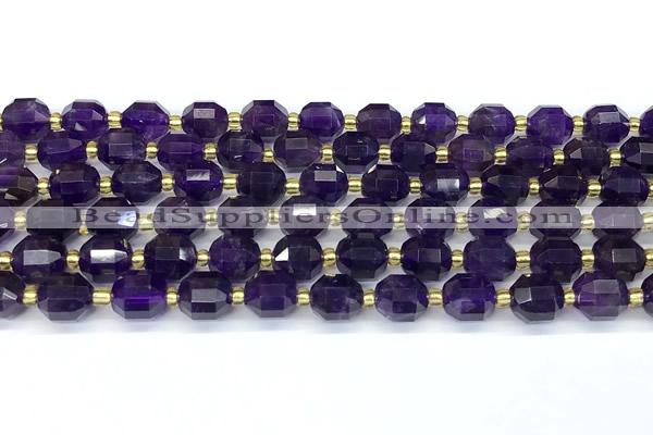 CCB1241 15 inches 7*8mm faceted amethyst gemstone beads