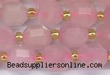 CCB1243 15 inches 7*8mm faceted rose quartz beads