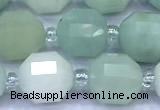 CCB1306 15 inches 9mm - 10mm faceted amazonite beads