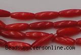 CCB131 15.5 inches 3*9mm rice red coral beads strand wholesale