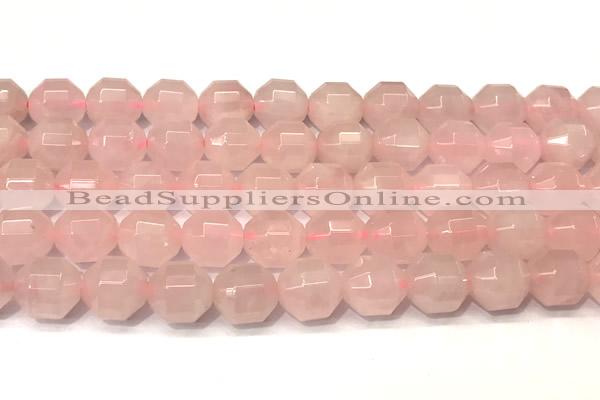 CCB1317 15 inches 9mm - 10mm faceted rose quartz turquoise beads