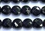 CCB1326 15 inches 6mm faceted coin black agate beads