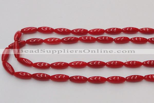 CCB136 15.5 inches 5*12mm rice red coral beads strand wholesale