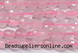 CCB1371 15 inches 4mm faceted coin rose quartz beads