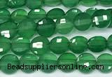 CCB1380 15 inches 4mm faceted coin green agate beads