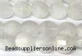 CCB1400 15 inches 6mm faceted coin white moonstone beads