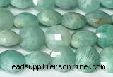 CCB1406 15 inches 6mm faceted coin amazonite beads