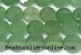 CCB1407 15 inches 6mm faceted coin green aventurine beads