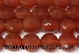 CCB1412 15 inches 6mm faceted coin red agate beads