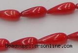 CCB142 15.5 inches 5*12mm teardrop red coral beads wholesale