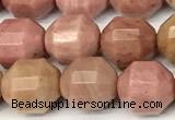 CCB1424 15 inches 9mm - 10mm faceted pink wooden jasper beads