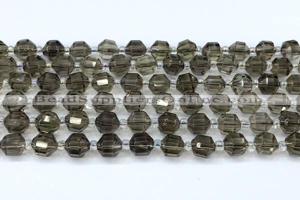 CCB1439 15 inches 7mm - 8mm faceted smoky quartz beads