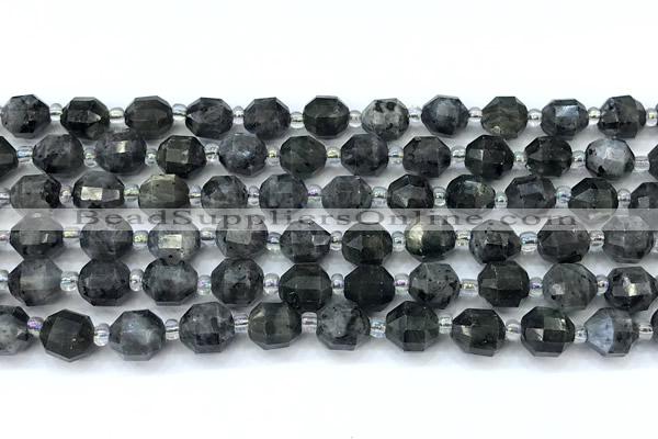 CCB1449 15 inches 7mm - 8mm faceted black labradorite beads