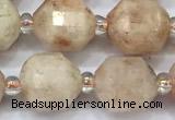 CCB1463 15 inches 9mm - 10mm faceted sunstone beads