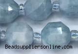 CCB1466 15 inches 9mm - 10mm faceted aquamarine beads