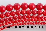 CCB15 5pcs 15.5 inches round shape red coral beads Wholesale