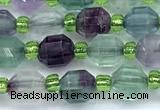 CCB1573 15 inches 5mm - 6mm faceted fluorite gemstone beads