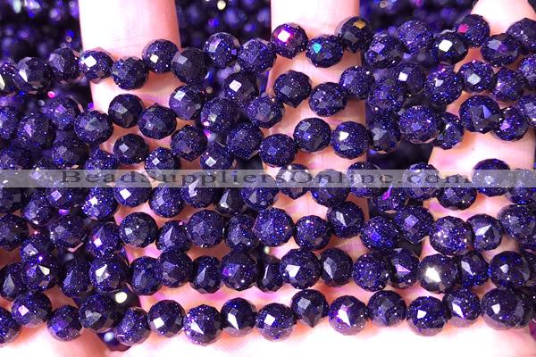 CCB1662 15 inches 6mm faceted teardrop blue goldstone beads