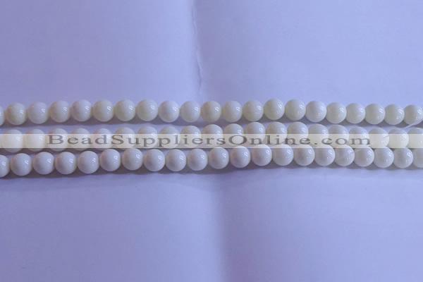 CCB301 15.5 inches 6mm round white coral beads wholesale